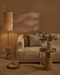 Tiree 97cm Taupe Marble Floor Lamp Base & Tiree Ivory Boucle Tall Lampshade - 30cm - thumbnail 5