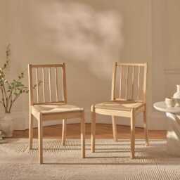 Tilly Woven Dining Chairs - Set of 2 - Whitewash Oak Legs - thumbnail 3