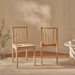 Tilly Woven Dining Chairs - Set of 2 - Whitewash Oak Legs - thumbnail 2