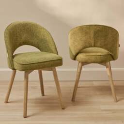 Marilyn Green Dining Chairs - Set of 2 - Whitewash Legs - thumbnail 2