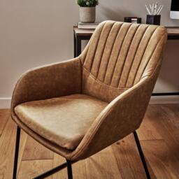 Sheffield Office Faux Leather Chair - Tan with Black Legs - thumbnail 4