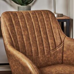 Sheffield Office Faux Leather Chair - Tan with Black Legs - thumbnail 3