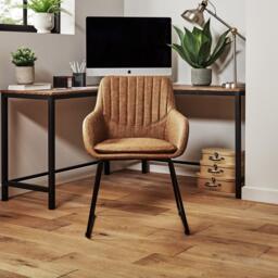 Sheffield Office Faux Leather Chair - Tan with Black Legs - thumbnail 2