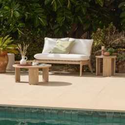 Mali Wooden Garden Coffee Table - Brushed Light Acacia - thumbnail 2