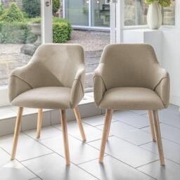 Amelia Whitewash Extendable Dining Table Set - 6 Seater - Freya Sand Carver Chairs - Whitewash Oak Legs - thumbnail 3