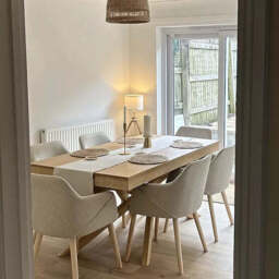 Amelia Whitewash Extendable Dining Table Set - 6 Seater - Freya Sand Carver Chairs - Whitewash Oak Legs - thumbnail 2