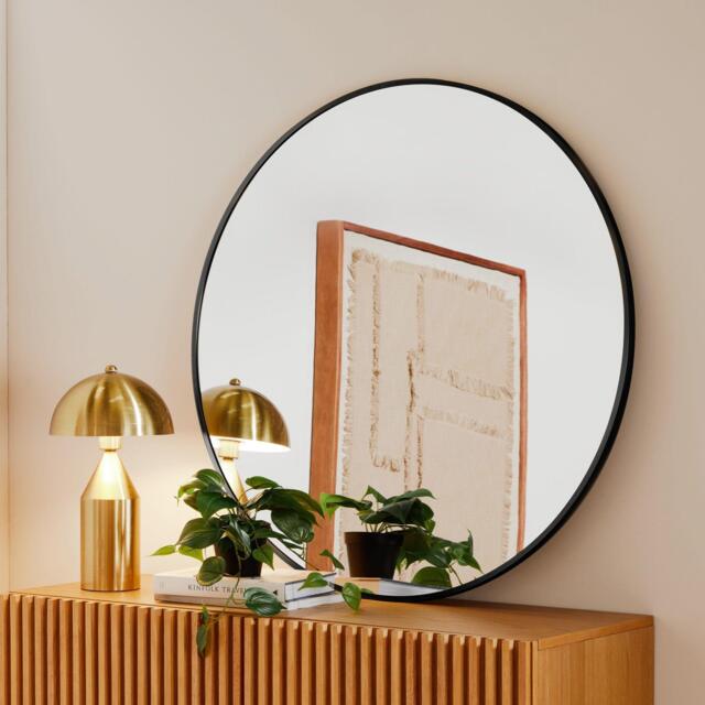 Marbury 100cm Metal Round Mirror - Black - image 1