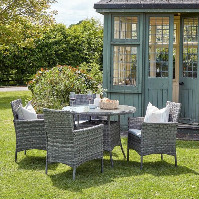 Kemble 4 Seater Garden Round Dining Table - Grey - image 1