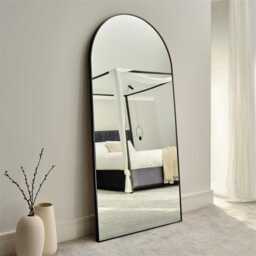 Ingham 180 x 90cm Metal Arch Floor Mirror - Black - thumbnail 1