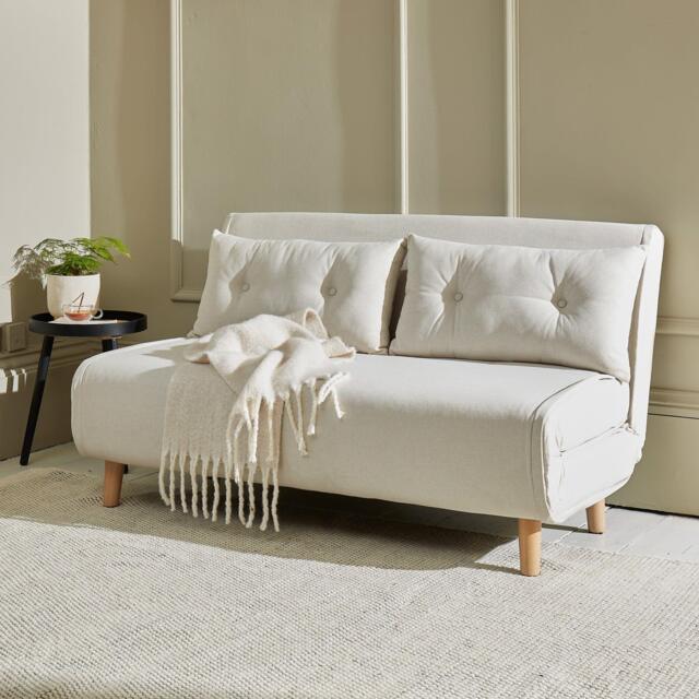 Una 2 Seater Double Sofa Bed - Oatmeal Linen - image 1