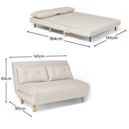 Una 2 Seater Double Sofa Bed - Oatmeal Linen - thumbnail 6