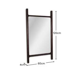 Bastian 60cm x 120cm Wall Mirror - Coffee Brown Paulownia - thumbnail 5