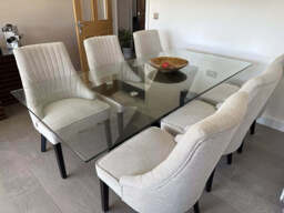 Nadine Marl Taupe Dining Chairs - Set of 2 - Black Legs - thumbnail 6