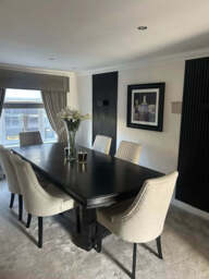 Nadine Marl Taupe Dining Chairs - Set of 2 - Black Legs - thumbnail 5