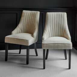 Nadine Marl Taupe Dining Chairs - Set of 2 - Black Legs