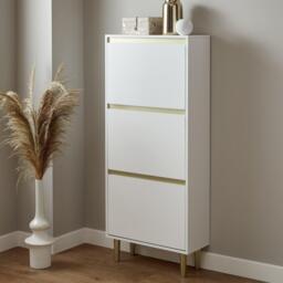Iliana Shoe Cabinet - 3 Door - White - thumbnail 1