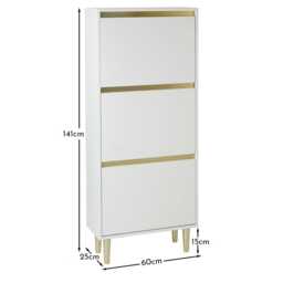 Iliana Shoe Cabinet - 3 Door - White - thumbnail 6