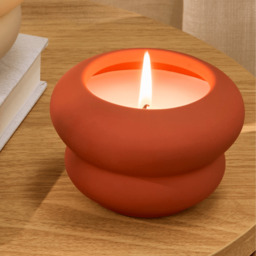 Surbiton Single Wick 9cm Ceramic Candle - Oud Wood & Rose Scent In Paprika