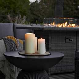Aston 9 Seater Rattan Garden Corner Sofa Set with Cream Cantilever LED Premium Parasol - Firepit - Grey - thumbnail 3