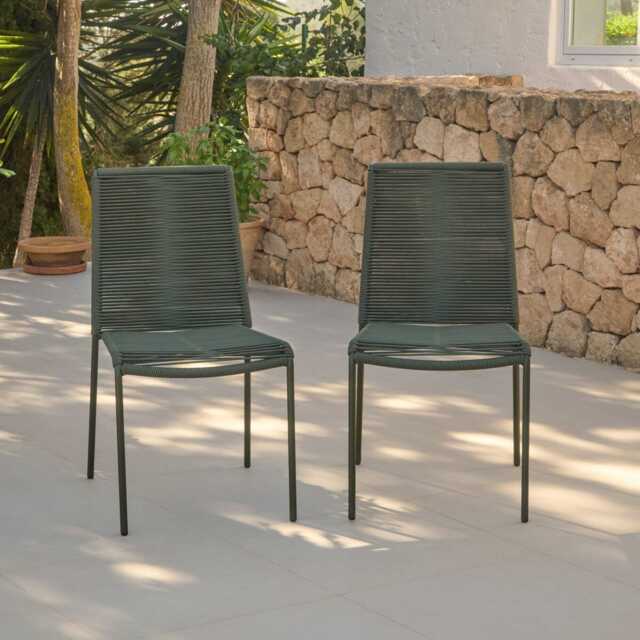 Ryder Khaki Green Rope Garden Chairs - Set of 2 - image 1