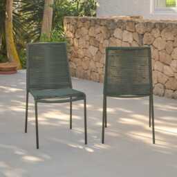 Ryder Khaki Green Rope Garden Chairs - Set of 2 - thumbnail 3