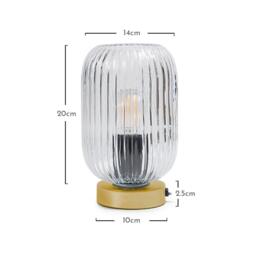 Elland 22.5cm Glass Table Lamp - Clear & Gold - thumbnail 2