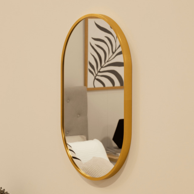 Lowesby 60X40cm Metal Capsule Mirror - Gold - image 1