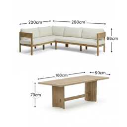 Imani 6 Seater Wooden Garden Corner Sofa Set with Dining Table - thumbnail 4