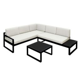 Maia 5 Seater Garden Interchangeable Sofa Set with Cream LED Premium Cantilever Parasol - Black - thumbnail 5