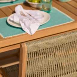 Harlyn 4 Seater Wooden Garden Dining Set with Cove Green Rope Chairs - 160cm - thumbnail 4
