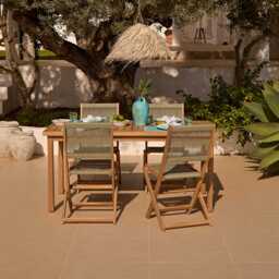 Harlyn 4 Seater Wooden Garden Dining Set with Cove Green Rope Chairs - 160cm - thumbnail 2