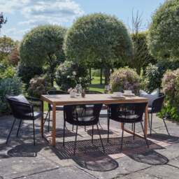 Lennox Table with 6 Black Hali Dining Chairs