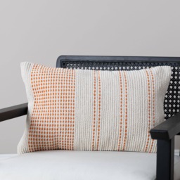 Elberton 55x35cm Cotton Striped Cushion Cover - Burnt Orange - thumbnail 2