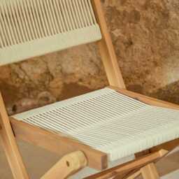 Cove White Acacia Garden Chair - Set of 2 - Beige Rope - thumbnail 3