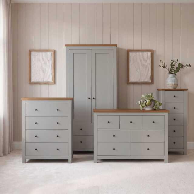 Bampton Wardrobe & Drawers Bedroom Set - Stone Grey - image 1