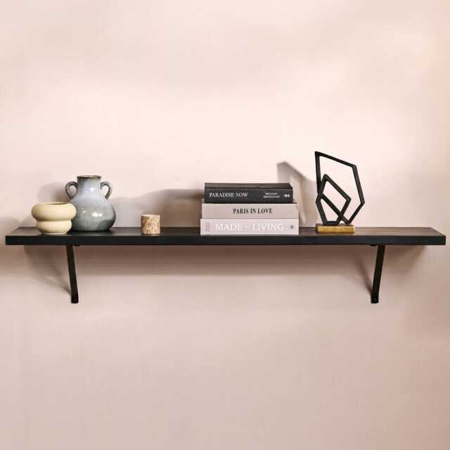 Atlas 150cm Mango Wood Wall Shelf - Jet Black - image 1