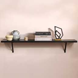 Atlas 150cm Mango Wood Wall Shelf - Jet Black - thumbnail 1