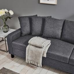 Tracy 3 Seater Sofa - Grey Linen with Black Legs - thumbnail 4