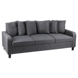 Tracy 3 Seater Sofa - Grey Linen with Black Legs - thumbnail 5