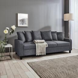 Tracy 3 Seater Sofa - Grey Linen with Black Legs - thumbnail 2