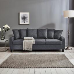Tracy 3 Seater Sofa - Grey Linen with Black Legs - thumbnail 3