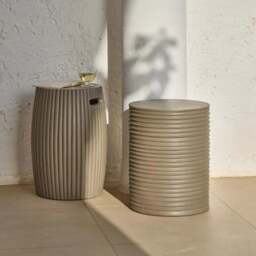 Carlotta Round Concrete Garden Side Table - Dark Grey - thumbnail 2