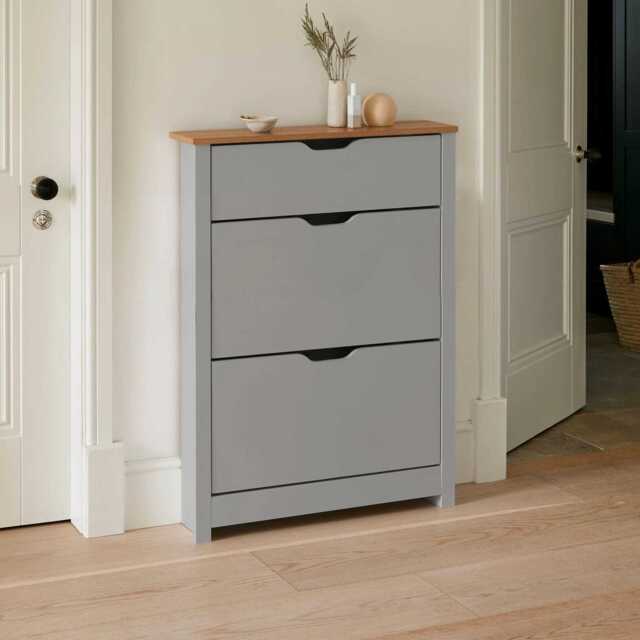 Windsor Shoe Cabinet - 3 Door - Grey - image 1