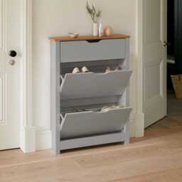 Windsor Shoe Cabinet - 3 Door - Grey - thumbnail 3