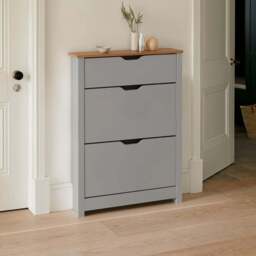Windsor Shoe Cabinet - 3 Door - Grey - thumbnail 1