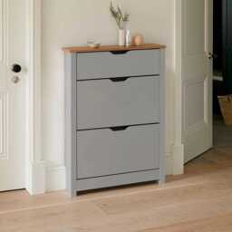 Windsor Shoe Cabinet - 3 Door - Grey - thumbnail 1