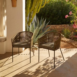 Amelia 4 Seater Wooden Garden Dining Set with 4 Hali Green Chairs - White Acacia with Black Legs - thumbnail 3