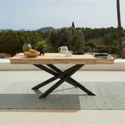 Amelia 4 Seater Wooden Garden Dining Set with 4 Hali Green Chairs - White Acacia with Black Legs - thumbnail 2