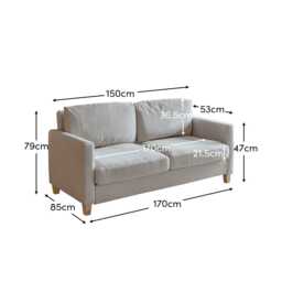 Ava 2 Seater Sofa - Sand with Pale Oak Legs - thumbnail 5