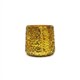 Flivik 12cm Glass Tea Light Holder - Gold - thumbnail 4